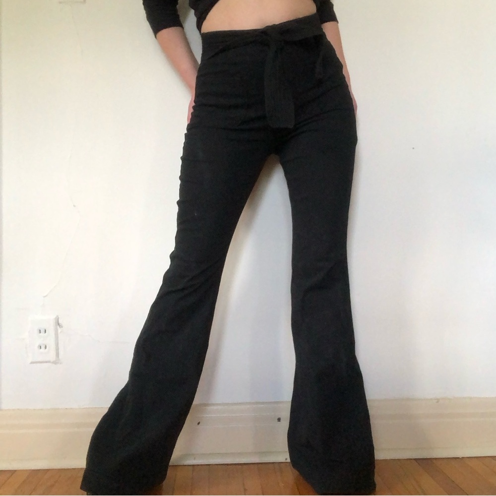 BDG Black High Rise Flare Jeans with Tie Belt